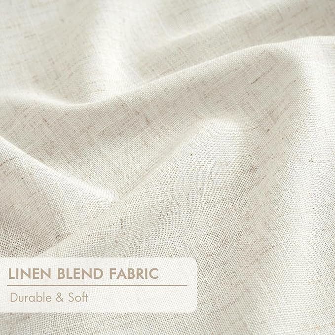 MIULEE Natural Pinch Pleated 100% Blackout Linen Curtains 40x105 Inches | Room - Image 6