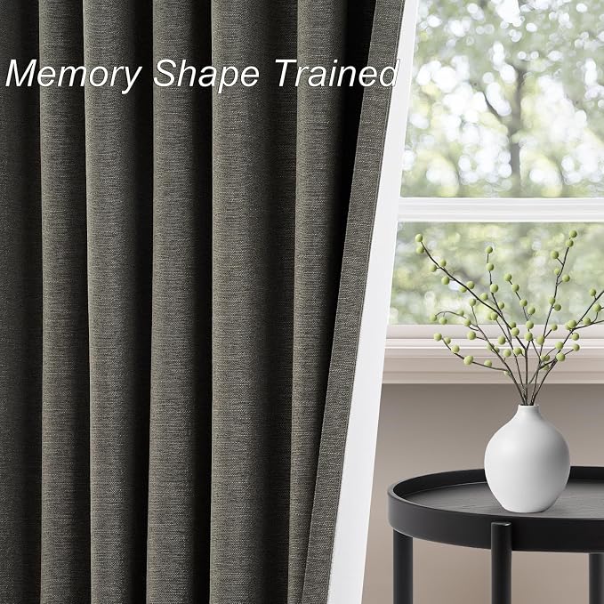 Grey Linen Black Out Curtains 96 Inches Long 2 Panels Set - Image 5