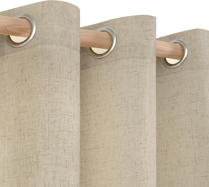 YoungsTex Grommet Linen Curtains 63 Inch Length 2 Panels - Image 4