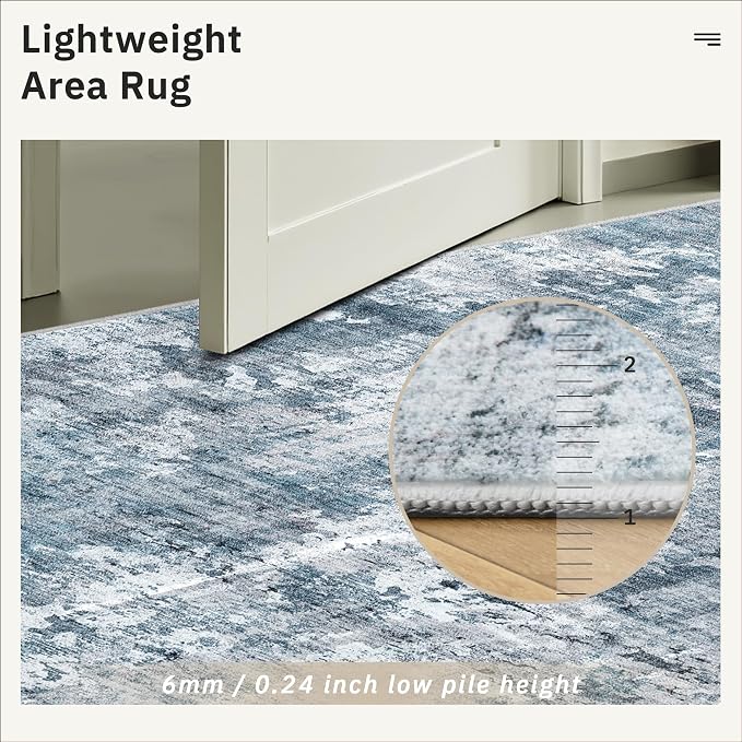 Soalmost Abstratc Runner Rug 2x5 Washable Kitchen Entry Runners Blue/Grey | - Image 7