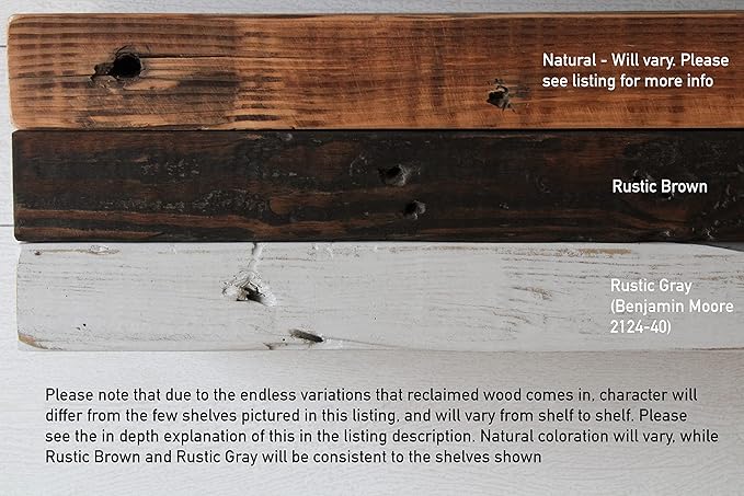 Urban Legacy Reclaimed Barn Joist Deep Floating Shelves | Deep Shelves with Low Profile Shelf Bracket with High Weight Capacity, Set of 2 (36" x 11" x 2.5", Rustic Gray)