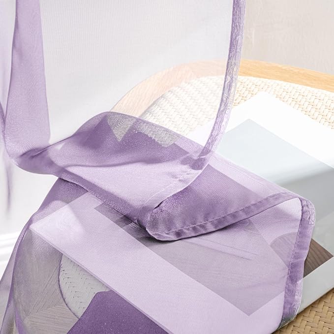 MIULEE Light Purple Sheer Curtains 108 Inches Long, 4 Panels Set, Lavender - Image 7