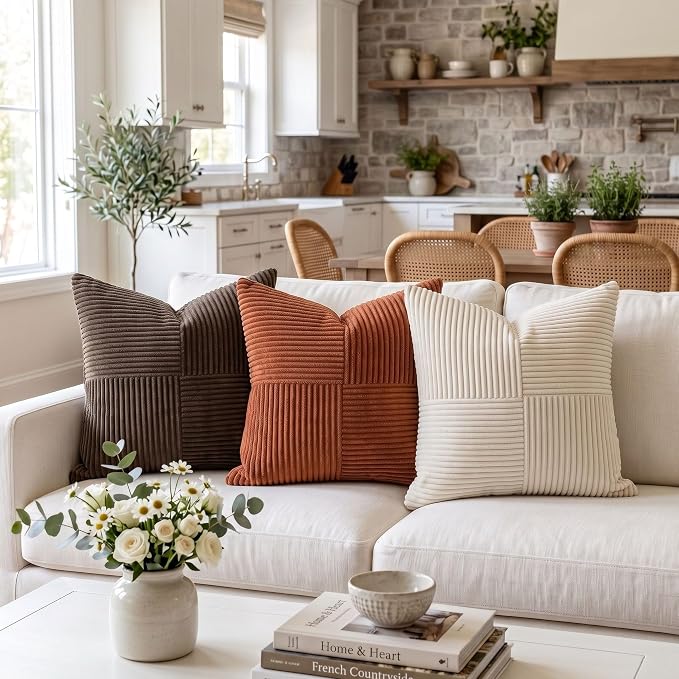 Fancy Homi 2 Packs Rust Decorative Throw Pillow Covers 20x20 Inch - Image 2
