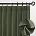 Topfinel Olive Green Linen Semi Sheer Curtains 96 Inches Long, Spring Boho by Topfinel