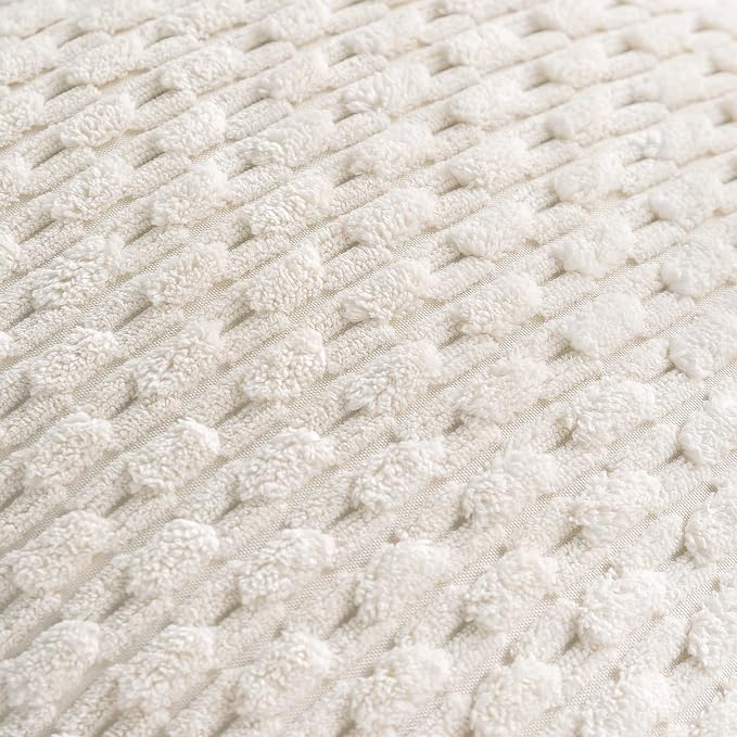 Set of 4 Cream White Decorative Throw Pillow Covers 26x26 Inch Corduroy Pillow - Image 5