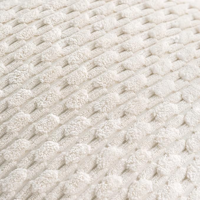 Set of 4 Cream White Decorative Throw Pillow Covers 20x20 Inch Corduroy Pillow - Image 5