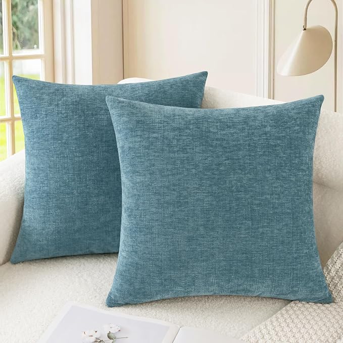 CaliTime Decorative Couch Throw Pillow Covers 16 X 16 Inches Smoke Blue | Pack by CaliTime