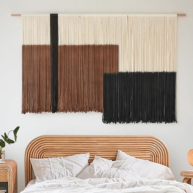 Macrame Wall Hanging Large Dip Dye Tapestry Fiber Wall Art Boho Bedroom Décor 57''W*35''L