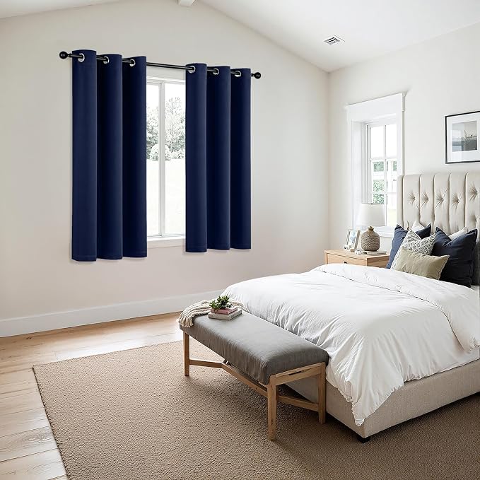 MIULEE Blackout Curtains for Bedroom 2 Panels 40 x 68 Inch Long Navy Blue | - Image 6