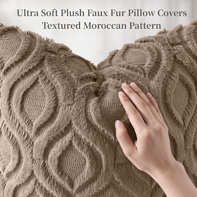 decorUhome Throw Pillow Covers 26x26 Inch Set of 2, Soft Plush Faux Wool Light - Image 6