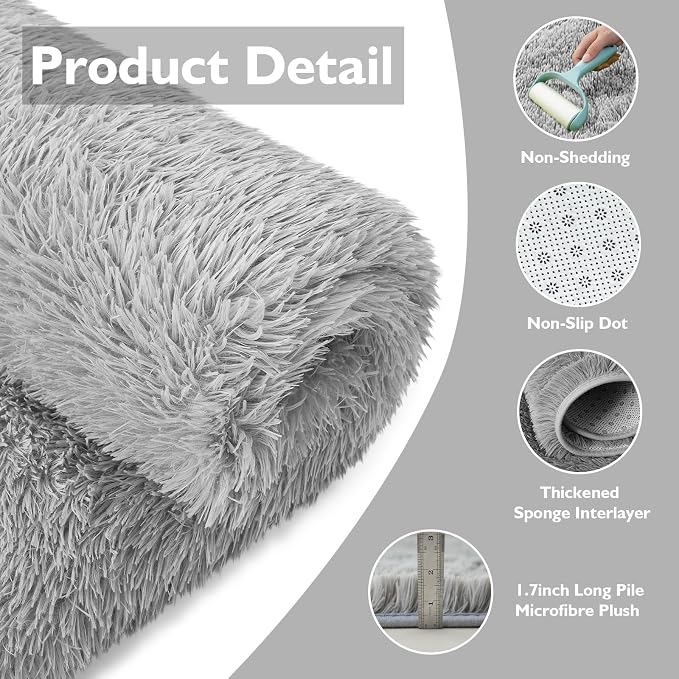 Shag Area Rug for Bedroom 5x8, Soft Fuzzy Rug Non-Shedding Indoor Plush Carpet - Image 3