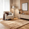 Coffee Rabbit Striped Plush Rug 5'x8', Fluffy Shaggy Area Rug by CHOVY