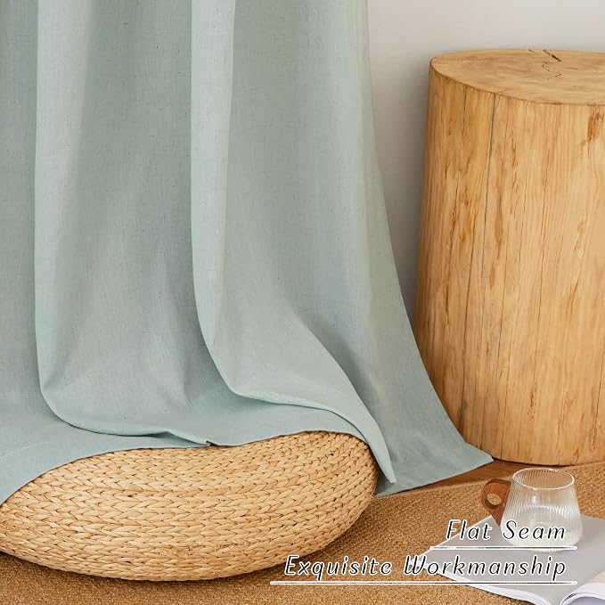 NICETOWN Thick Linen Sage Green Curtains 72 inches Long, Grommet Linen Weave - Image 7