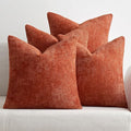 MIULEE Decorative Chenille Fall Pillow Covers Burnt Orange 20x20 Pack of 4 | by MIULEE