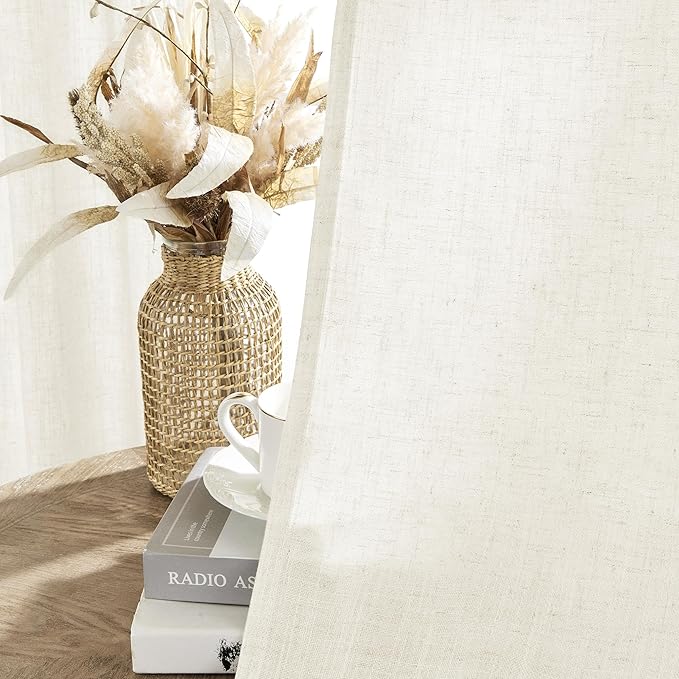 Joydeco Linen Curtains 2 Panel Set, Light Filtering, Ivory on Linen Curtains 96 - Image 5