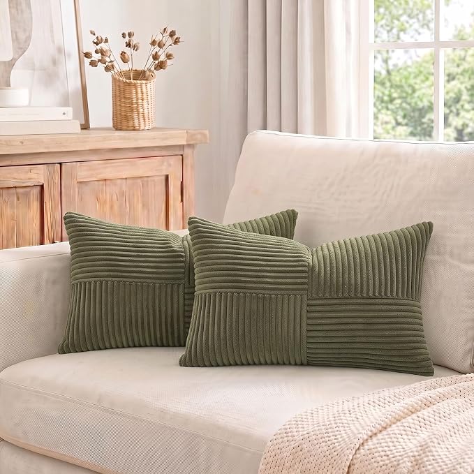 Fancy Homi 2 Packs Olive Green Lumbar Decorative Throw Pillow Covers 16x26 Inch - Image 7