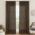 Dark Brown Linen Curtains, Light Filtering Panels, 52 x 96 Inch | Semi Sheer by LAMIT