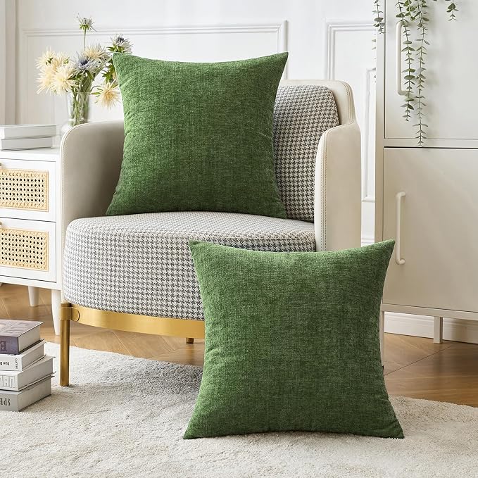 MIULEE Pack of 2 Couch Throw Pillow Covers 20x20Inch Soft Moss Green Spring - Image 5
