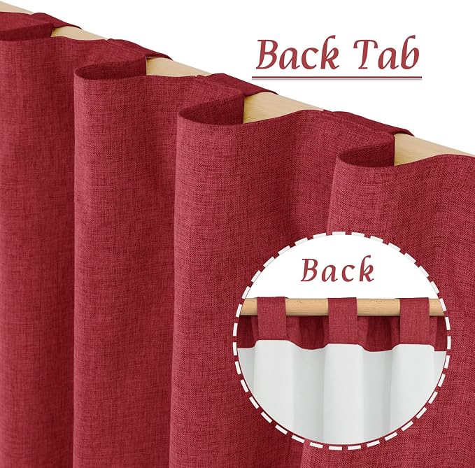 Red 100% Blackout Linen Window Curtains - Image 6