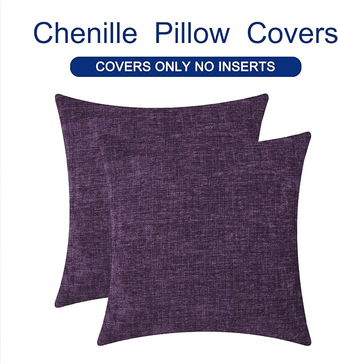 CaliTime Throw Pillow Covers Decorative 24 X 24 Inches Pack of 2 Cozy Chenille - Image 6