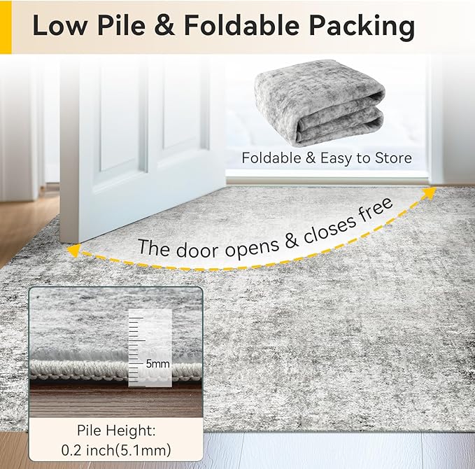 Washable Area Rugs 6ft Non-Slip Modern Abstract Soft - Image 7