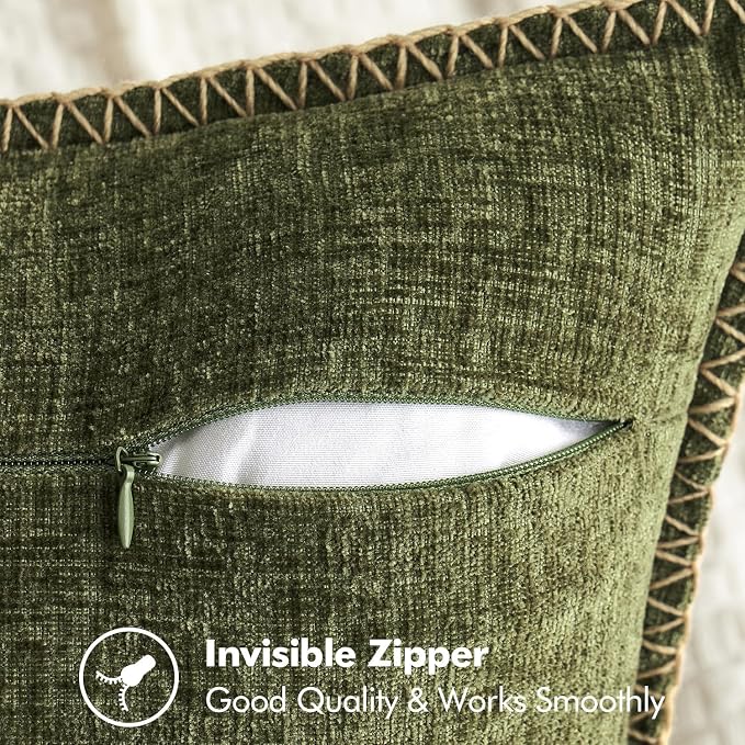 MIULEE Decorative Lumbar Throw Pillow Covers 12x20 Inch Olive Green 2 Pack | - Image 7