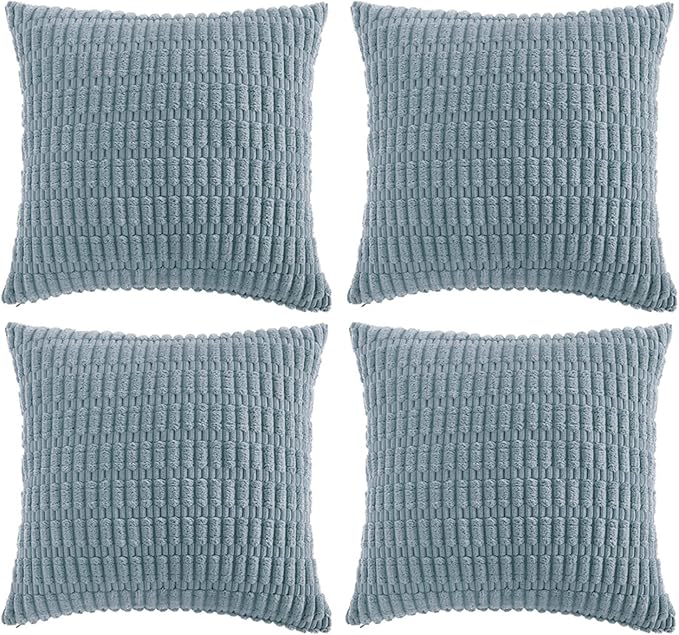 Fancy Homi 4 Packs Boho Light Blue Decorative Throw Pillow Covers 24x24 Inch - Image 6