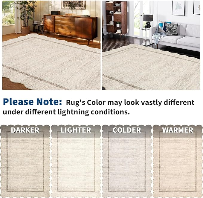 GarveeHome Scalloped Large Living Room Area Rug 6x9 Machine Washable - Image 7