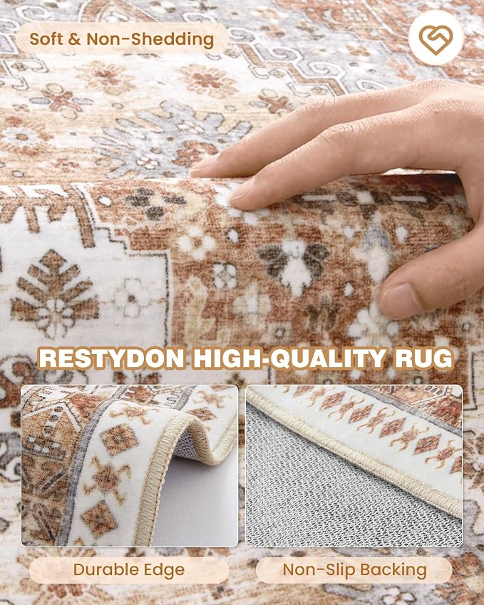 Runner Rug 2x8 Runners for Hallways Vintage Washable Rugs, Low Pile Soft - Image 8