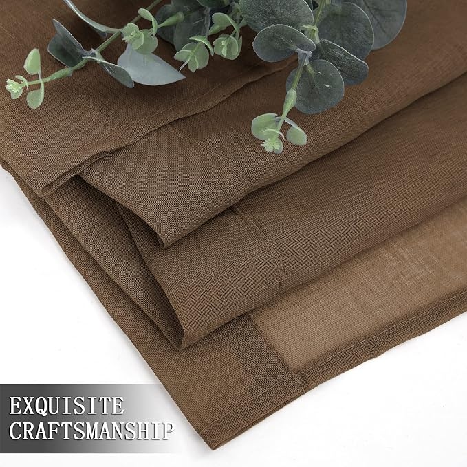 Tollpiz Sheer Curtains Linen Textured Living Room Curtain Sheers Light - Image 7