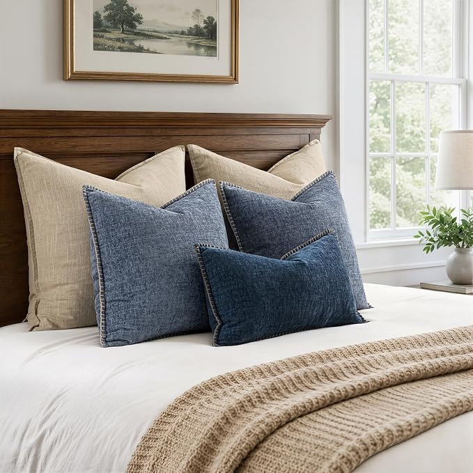 MIULEE Decorative Couch Throw Pillow Covers 18x18 in Dark Grey Blue 2 Pack | - Image 6