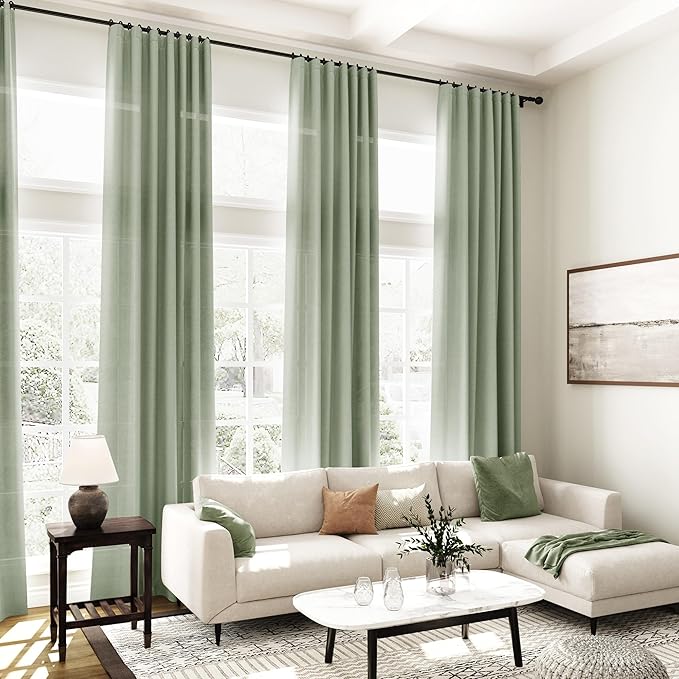 Nanspring Desert Sage Linen Curtains 84 Inch Length 2 Panels Set - Image 7