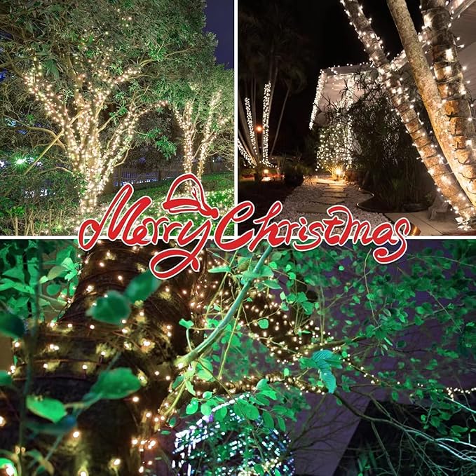 300LIGHTS(2*150L) Warm White Extra-Bright with End Connectors Christmas Decorative Lights 19.44m UL Certified Mini String Light Set Waterproof for Home Garden Holiday Tree Party Patio Wedding