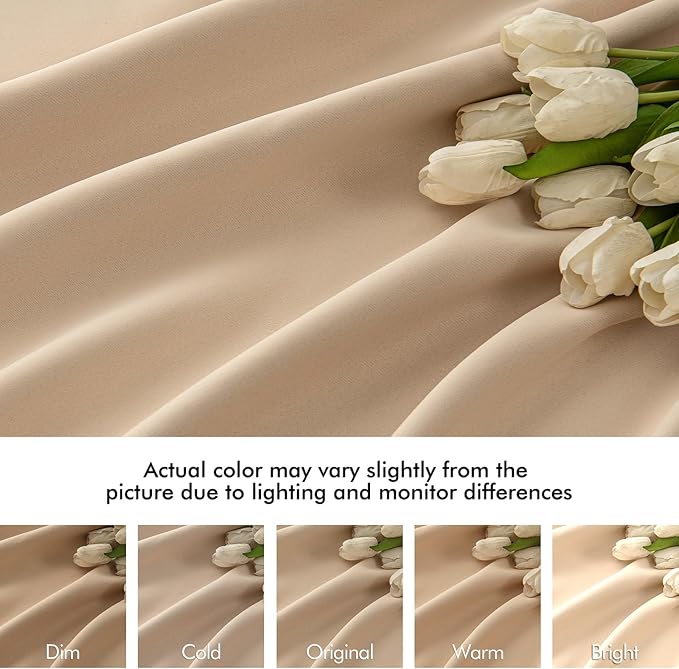 MIULEE Beige Back Tab Blackout Curtains 52x84 Inch Length 2 Panels Set | Rod - Image 8