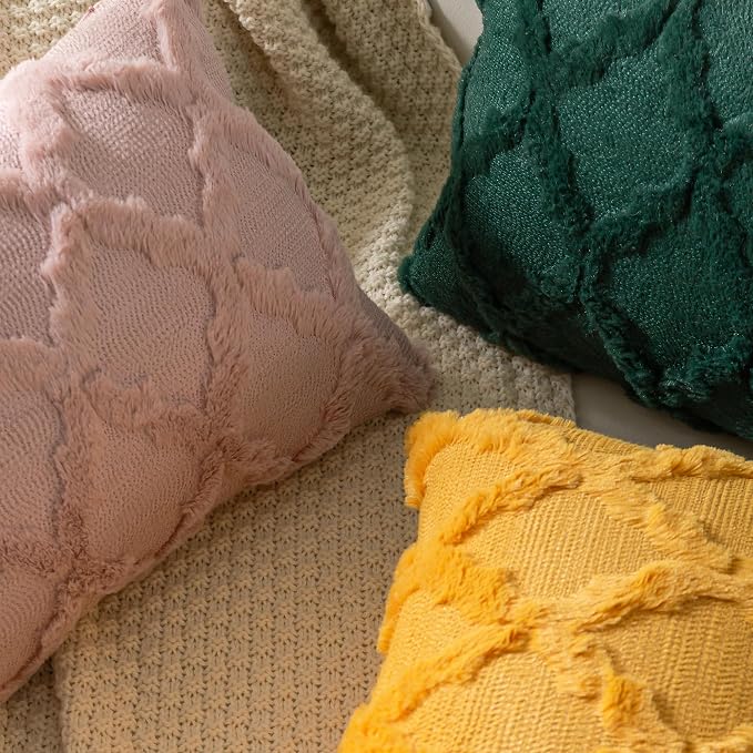 Set of 2 Soft Moroccan Throw Pillow Covers 24x24 Inch Plush Boho Decorative - Image 6