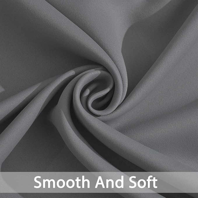 Yakamok Room Darkening Curtains Thermal Insulated Gray Blackout Curtain Panels - Image 5