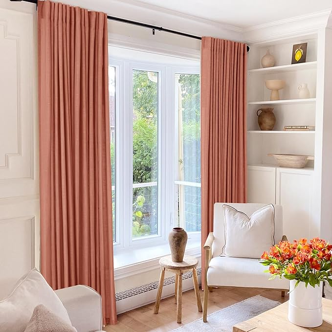 120 inch Linen Terracotta Curtains 2 Panels - Image 6