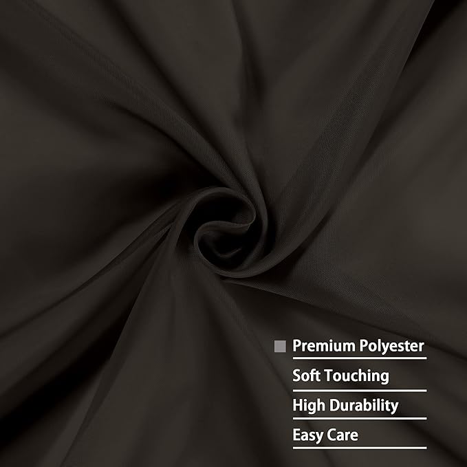 OWENIE Chocolate Sheer Curtains 96 Inch Length, Elegant Sheer Curtains - Image 5