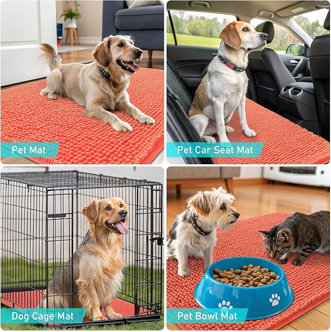OLANLY Dog Door Mat for Muddy Paws 70x32, Super Absorbent Chenille Mud Mat | - Image 7