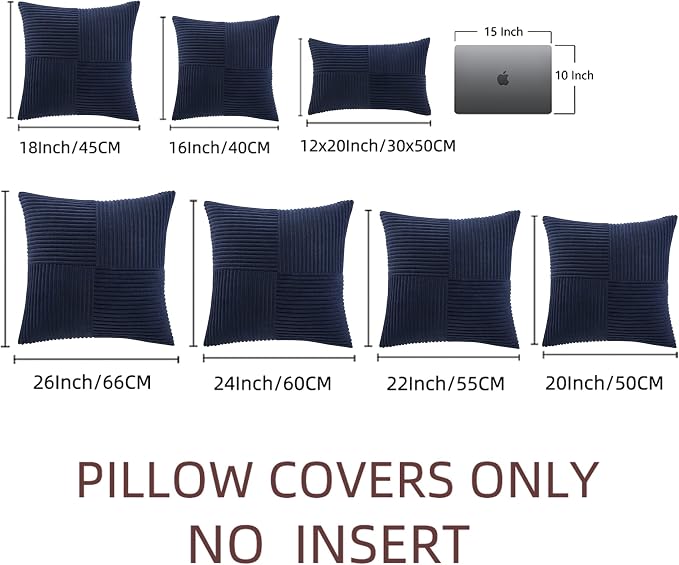 Fancy Homi 2 Packs Navy Blue Euro Decorative Throw Pillow Covers 26x26 Inch - Image 7