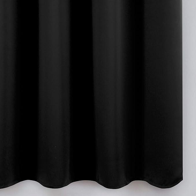 LEMOMO Black Blackout Curtains 42 x 54 Inch Length Set of 2 Panels Grommet - Image 9