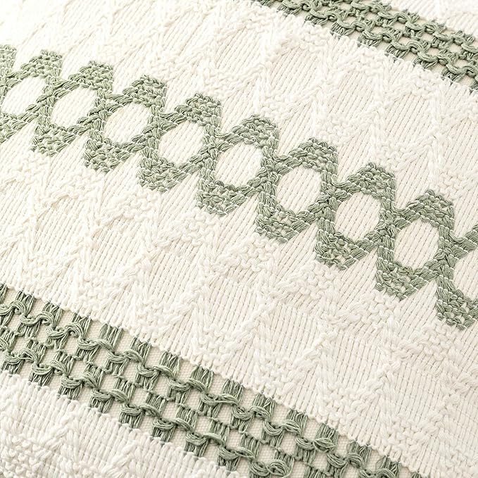 MIULEE Set of 2 Sage Green Boho Decorative Pillow Covers 24x24 Inch Farmhouse - Image 7