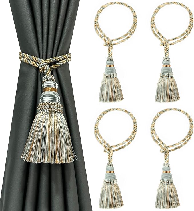 Fenghuangwu 4 Pack Curtain Tie Backs Rope Tassels by fenghuangwu