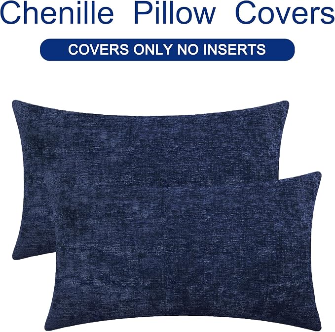 CaliTime Throw Pillow Covers Decorative 12 X 20 Inches Pack of 2 Cozy Chenille - Image 6