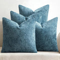 MIULEE Soft Decorative Chenille Pillow Covers Smoke Blue 20x20 Pack of 4 | by MIULEE