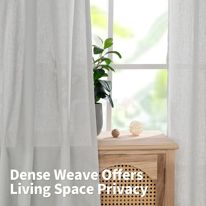 YoungsTex 72 Inch Length Grey Linen Curtains - Image 4