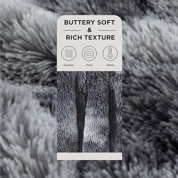 Bedsure GentleSoft Fluffy Fuzzy Faux Fur Throw Blanket, Soft Sherpa Fleece Cozy Gifts for Women, Grey Room Decor for Men Plush Blanket for Couch Bed, Thick Warm Minky Gifts for Girls Boys Teenages