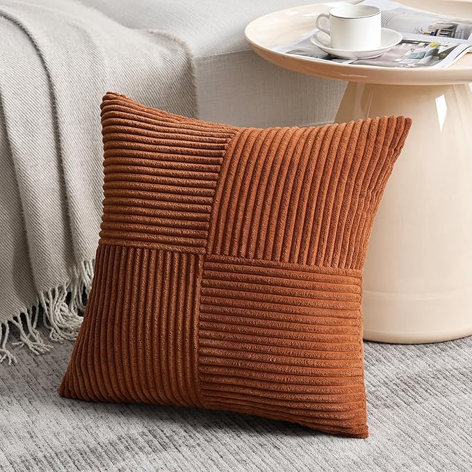 Fancy Homi 2 Packs Rust Decorative Throw Pillow Covers 16x16 Inch - Image 2