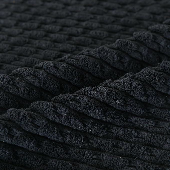 Set of 4 Black Decorative Throw Pillow Covers 20x20 Inch Corduroy Pillow Covers - Image 5