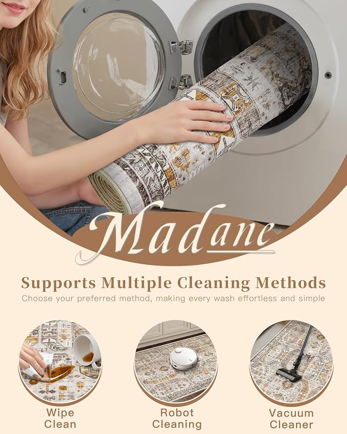 Madane Washable Area Rug 2x3 Small Entryway Rugs Non-Slip, Low Pile Floor Carpet - Image 8